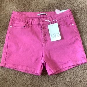 pink zara shorts